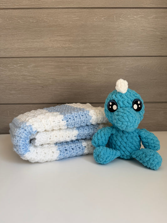 Sweet Dreams Gift Set - Blue Blanket with Dino