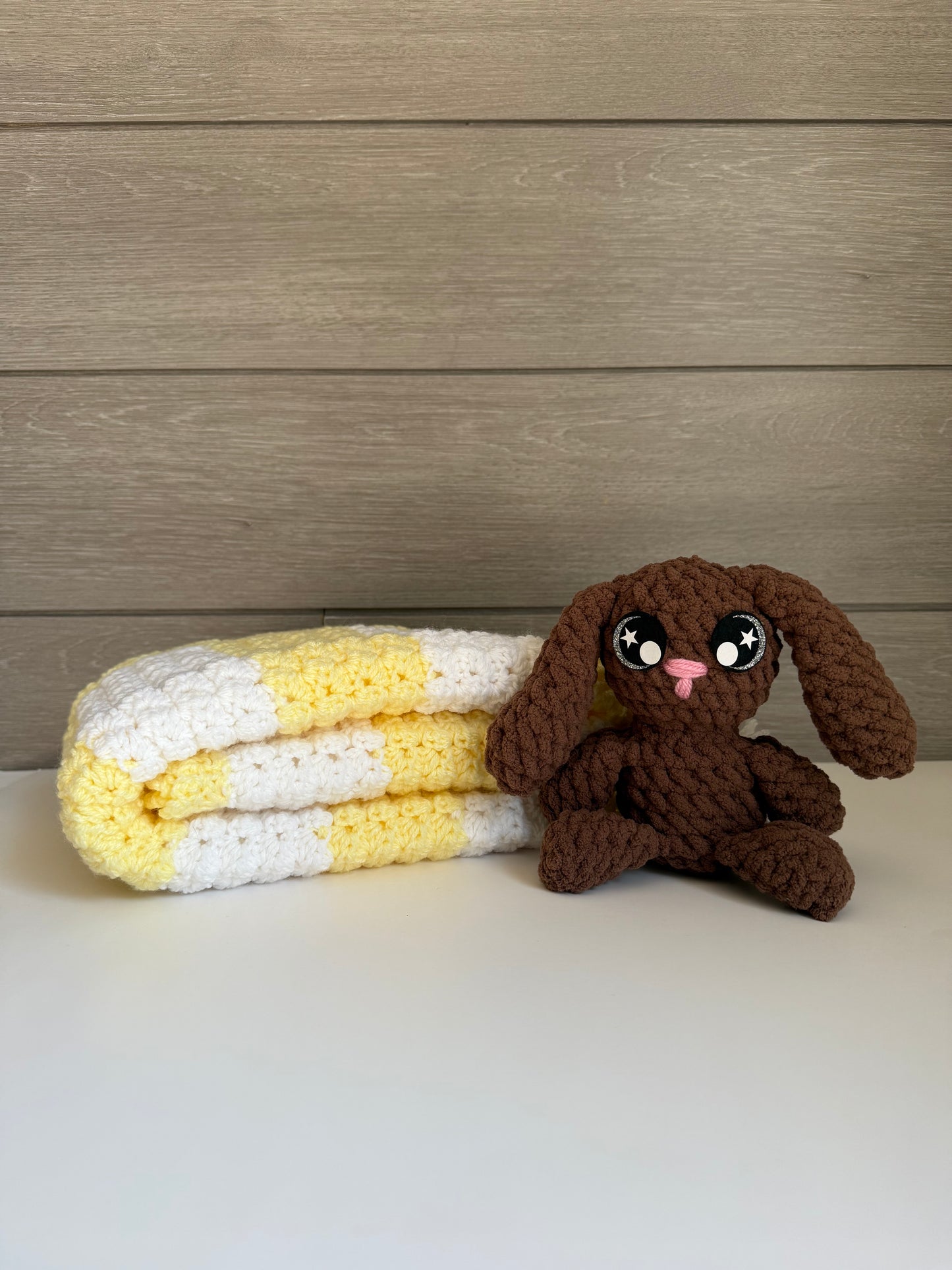 Sweet Dreams Gift Set - Yellow Blanket with Brown Bunny