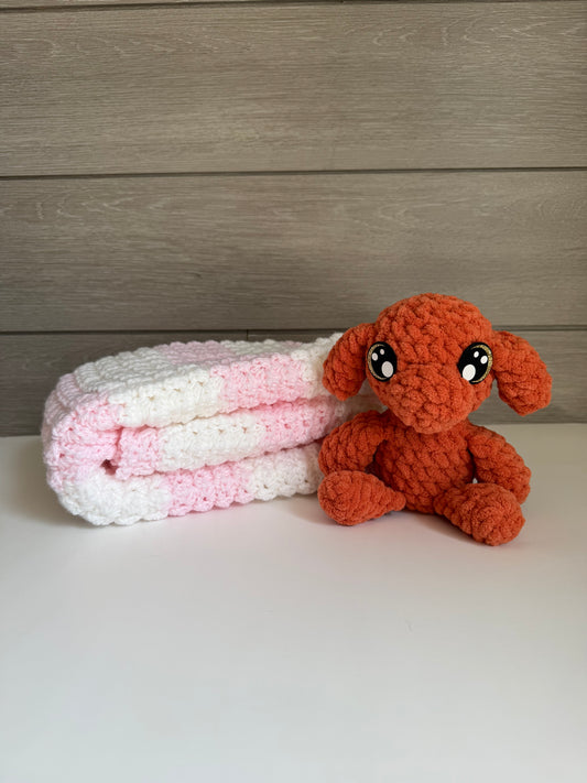 Sweet Dreams Gift Set - Pink Blanket with Orange Dog