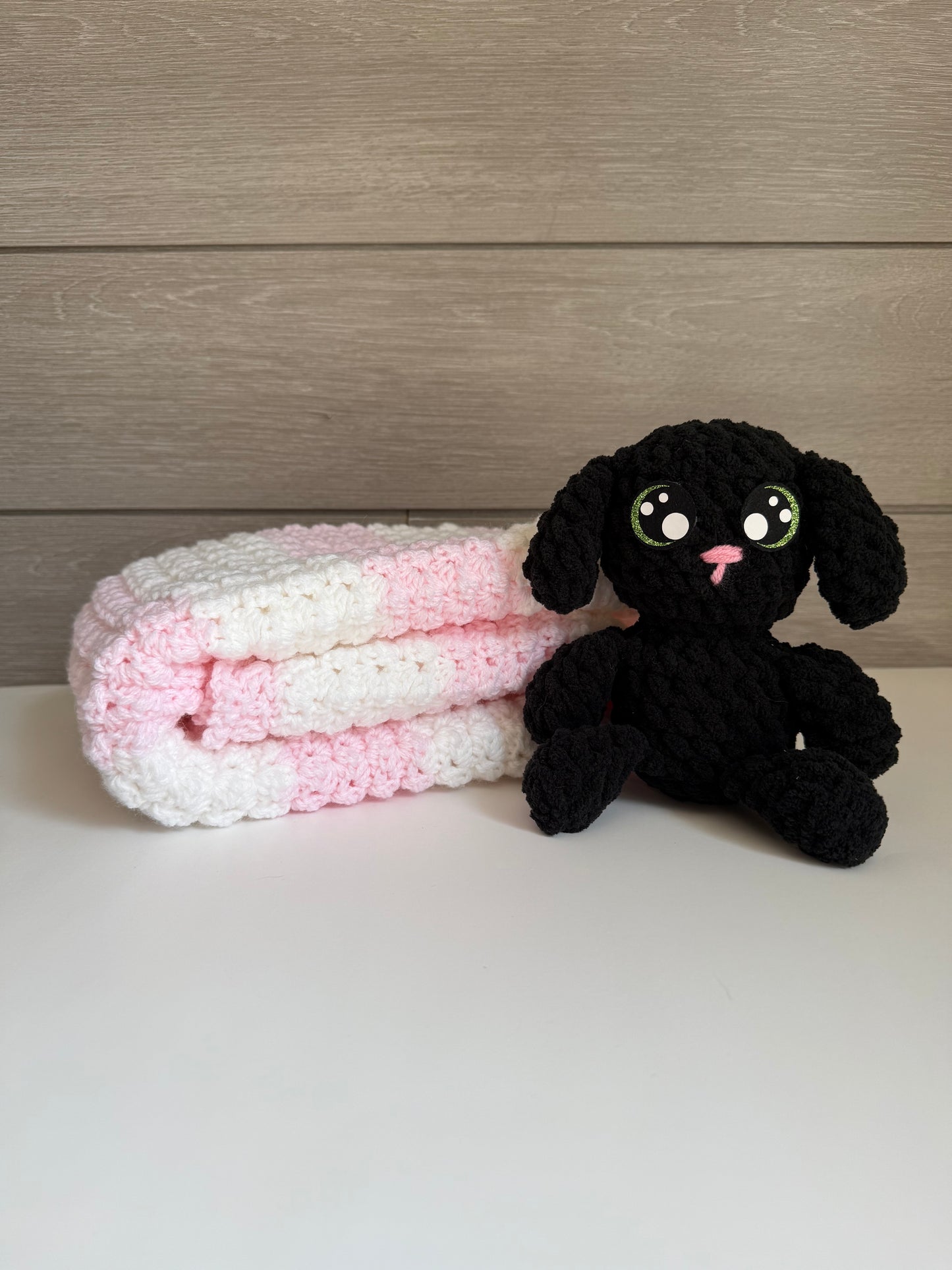 Sweet Dreams Gift Set - Pink Blanket with Black Bunny