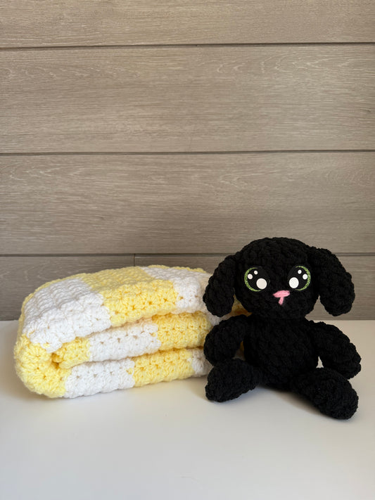 Sweet Dreams Gift Set - Yellow Blanket with Black Bunny