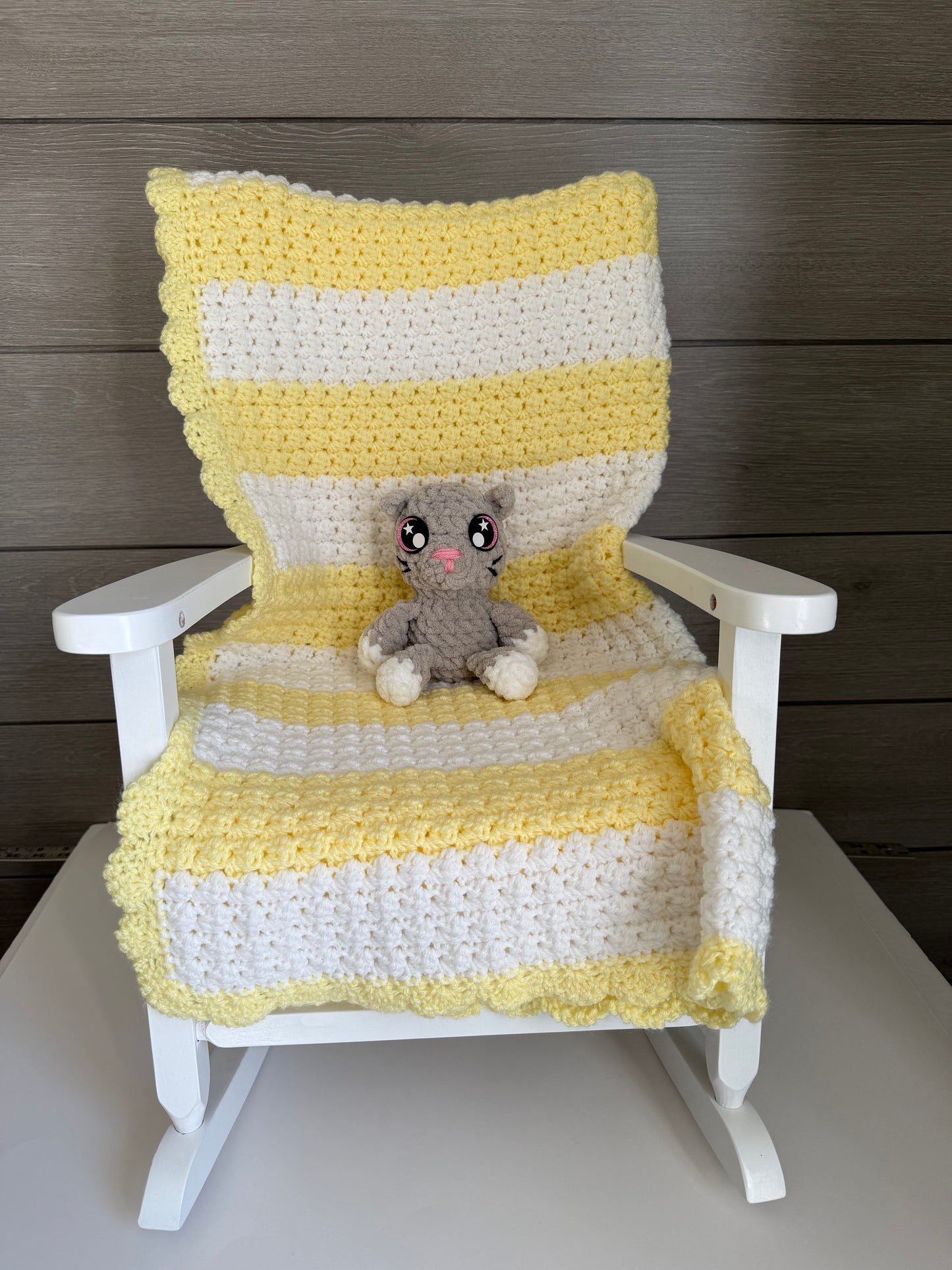 Sweet Dreams Gift Set - Yellow Blanket with Gray Kitten
