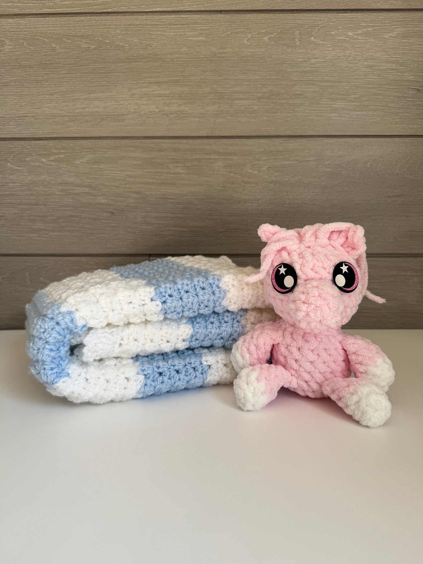 Sweet Dreams Gift Set - Blue Blanket with Pink Horse