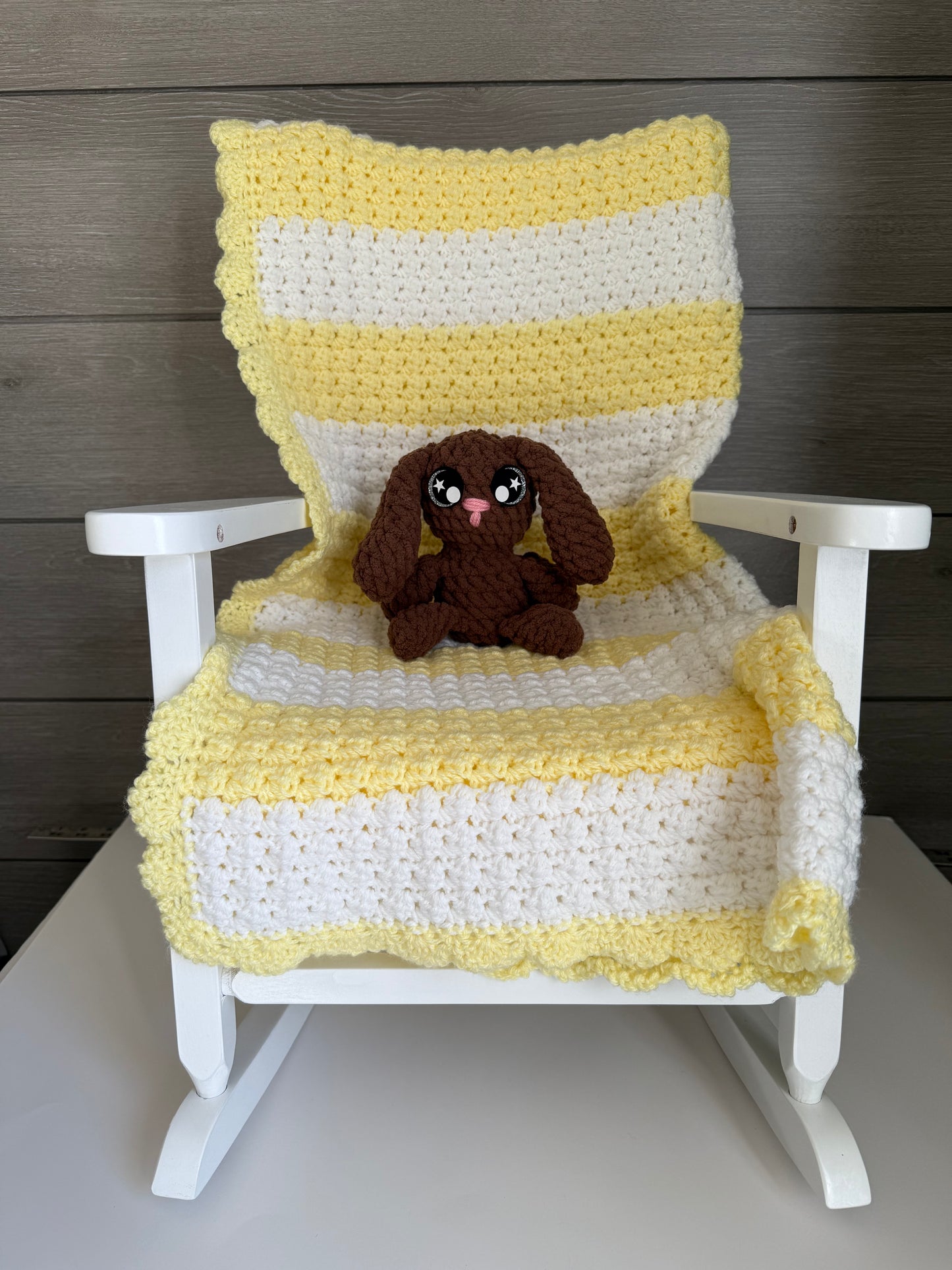 Sweet Dreams Gift Set - Yellow Blanket with Brown Bunny