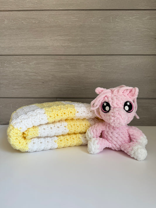 Sweet Dreams Gift Set - Yellow Blanket with Pink Horse