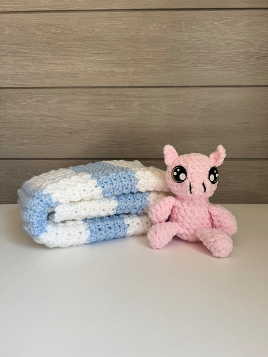 Sweet Dreams Gift Set - Blue Blanket with Pink Pig