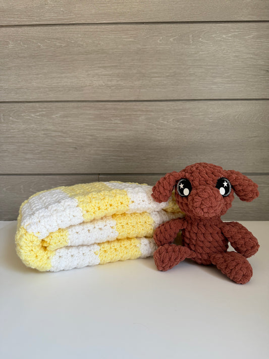 Sweet Dreams Gift Set - Yellow Blanket with Brown Dog