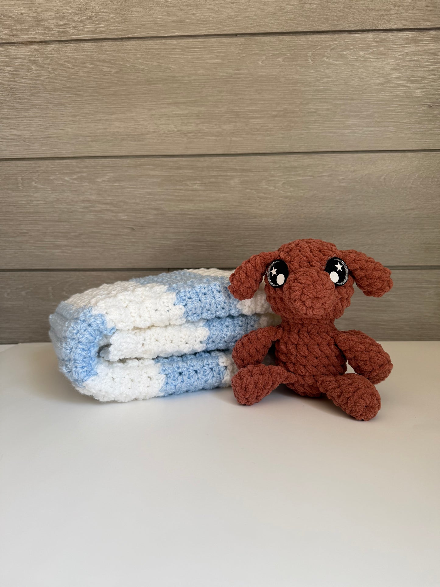 Sweet Dreams Gift Set - Blue Blanket with Brown Dog