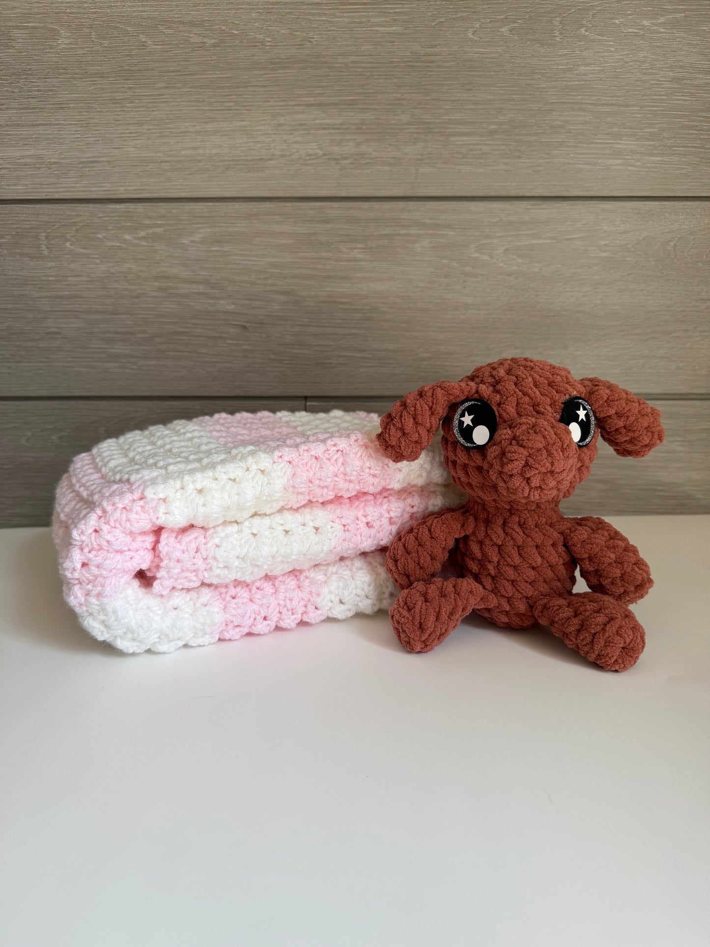 Sweet Dreams Gift Set - Pink Blanket with Brown Dog