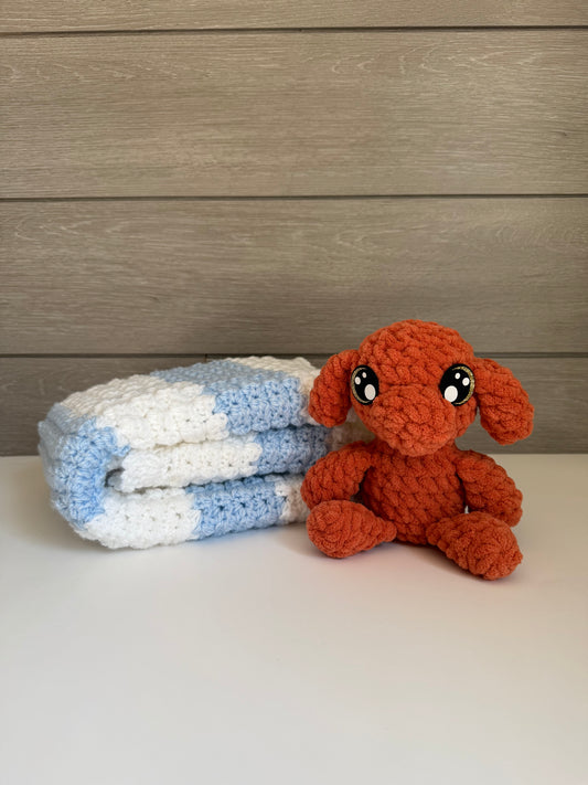 Sweet Dreams Gift Set - Blue Blanket with Orange Dog