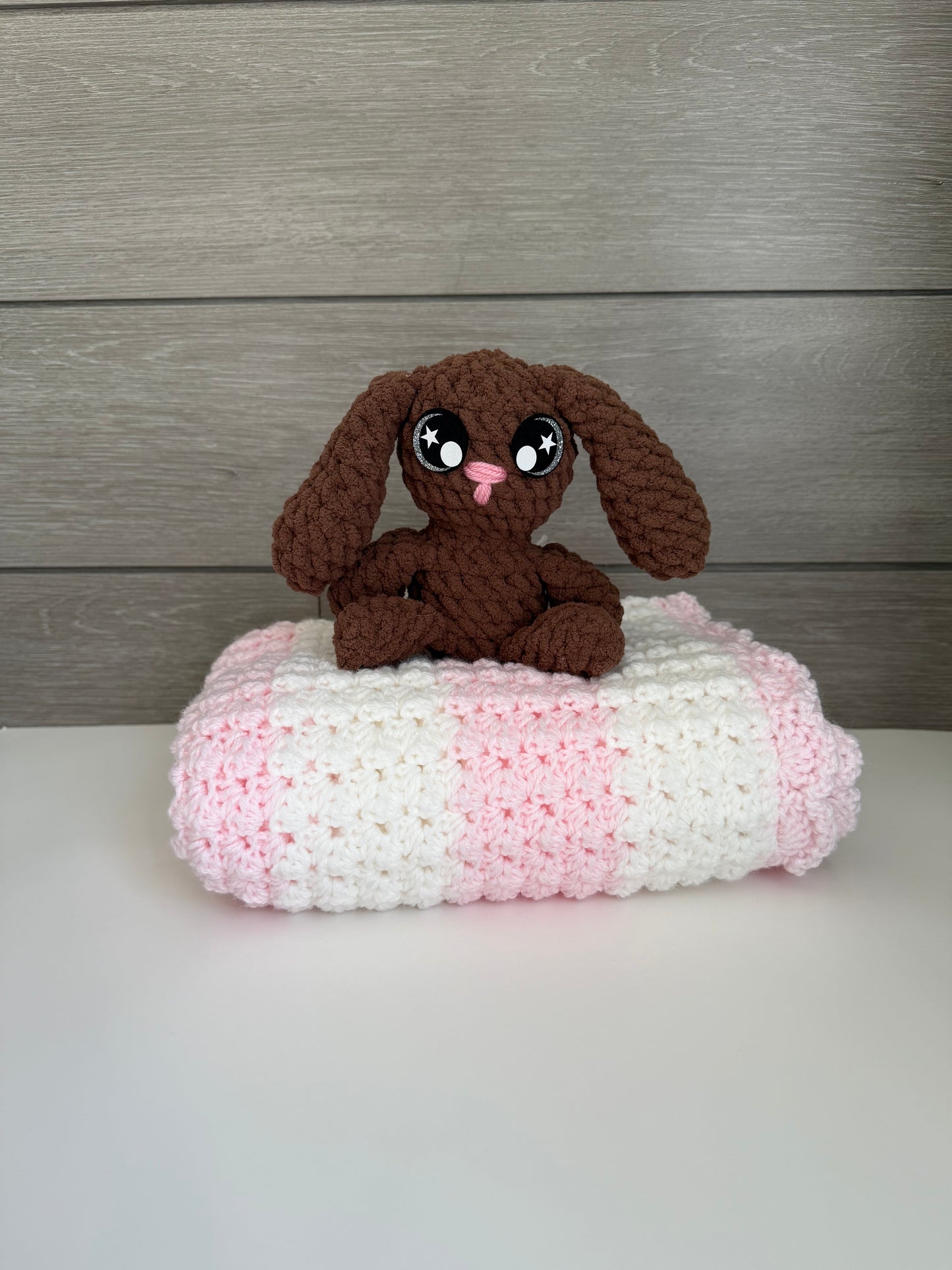 Sweet Dreams Gift Set - Pink Blanket with Brown Bunny