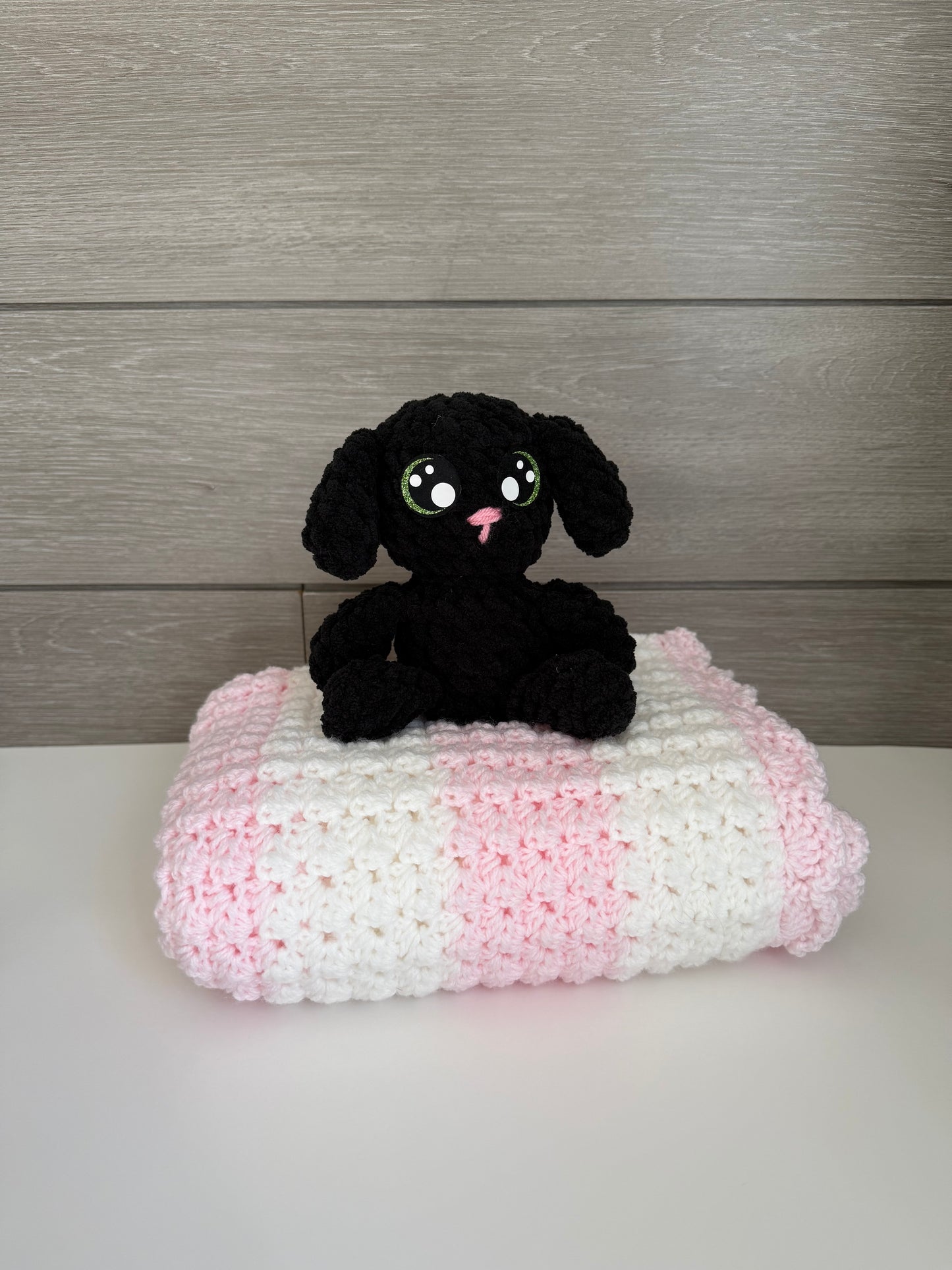 Sweet Dreams Gift Set - Pink Blanket with Black Bunny