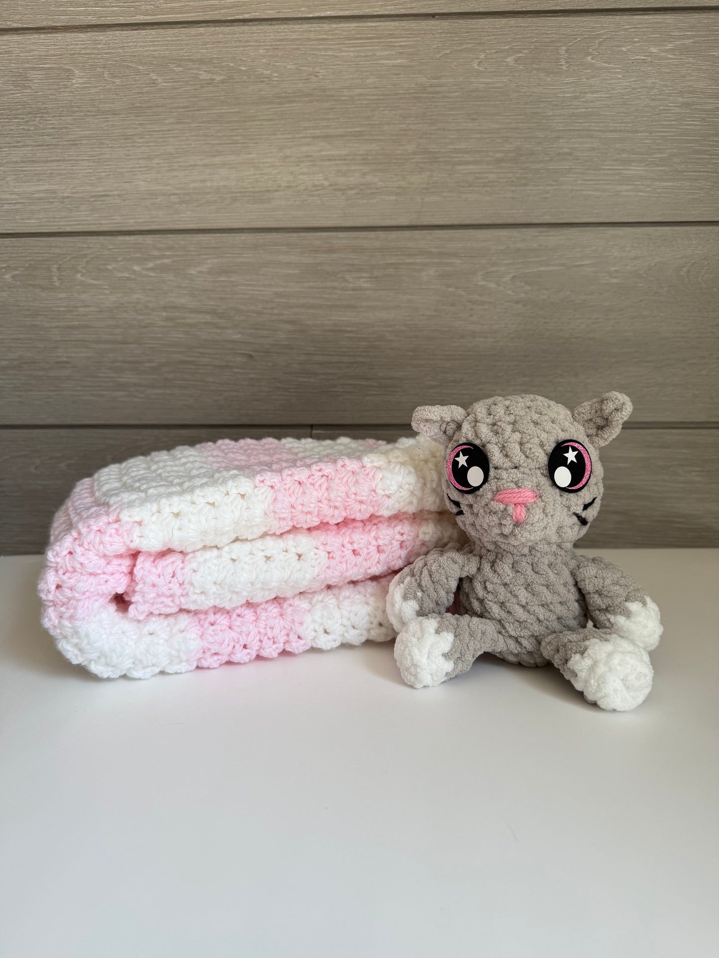Sweet Dreams Gift Set - Pink Blanket with Gray Kitten