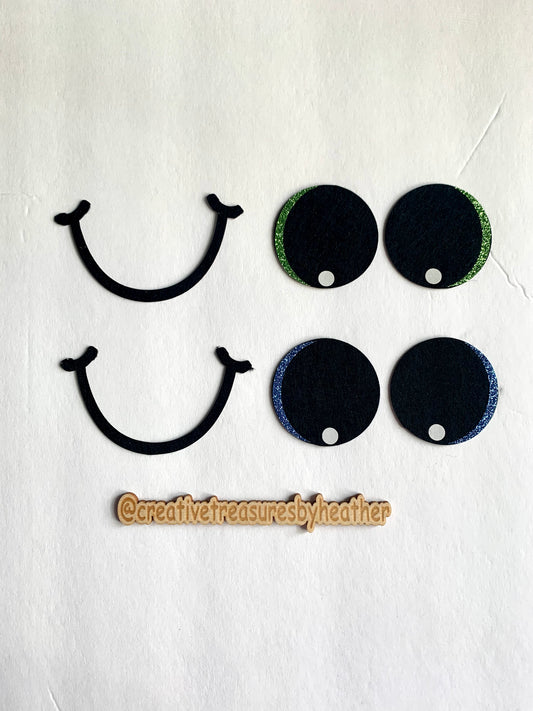 2" (50 mm) glitter felt eye and 3.75" mouth set