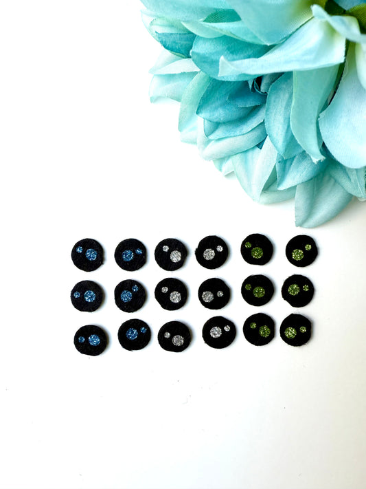 12.7 mm/.5 inch - Simple Glitter Mini Felt Eyes (9 pack)